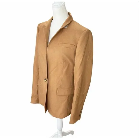 J.Crew Camel Wool Blend Notched One Button Blazer Jacket Size 12 NWT - Picture 3 of 9